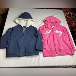 Girls size 4 bundle of 2 hoodies. 1 fleece lined zipper hoodie land’s end